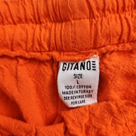 Vintage 90s Gitano High Rise Orange Pants Double Drawstring // Large - Picture 7 of 16
